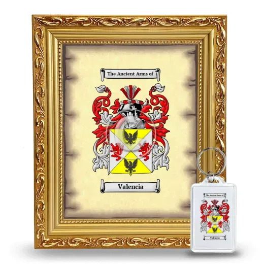 Valencia Framed Coat of Arms and Keychain - Gold