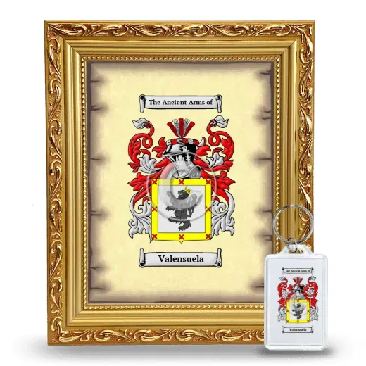 Valensuela Framed Coat of Arms and Keychain - Gold