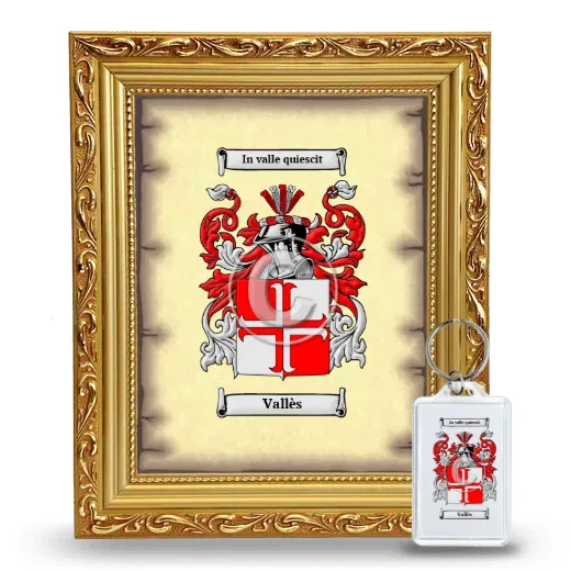 Vallès Framed Coat of Arms and Keychain - Gold