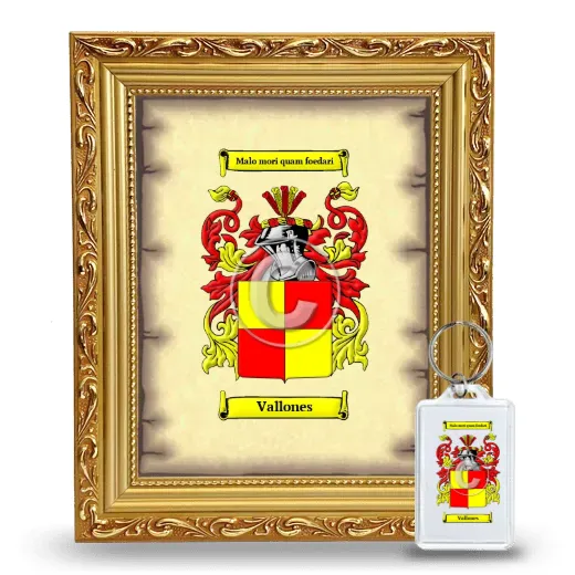 Vallones Framed Coat of Arms and Keychain - Gold