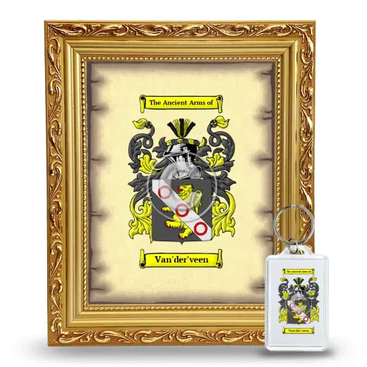 Van'der'veen Framed Coat of Arms and Keychain - Gold