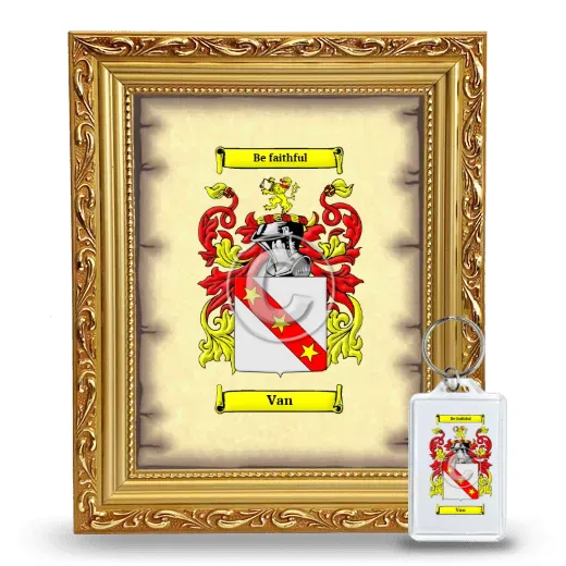 Van Framed Coat of Arms and Keychain - Gold