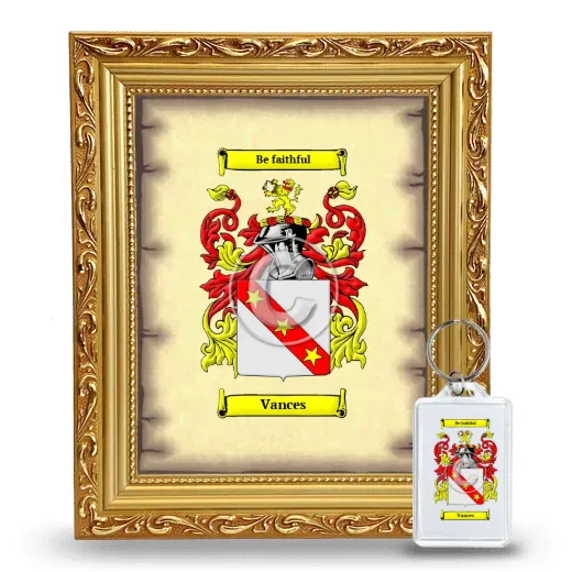 Vances Framed Coat of Arms and Keychain - Gold