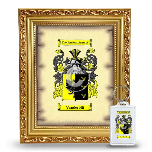 Vanderbilt Framed Coat of Arms and Keychain - Gold