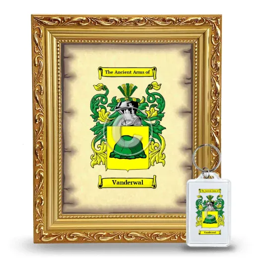 Vanderwal Framed Coat of Arms and Keychain - Gold