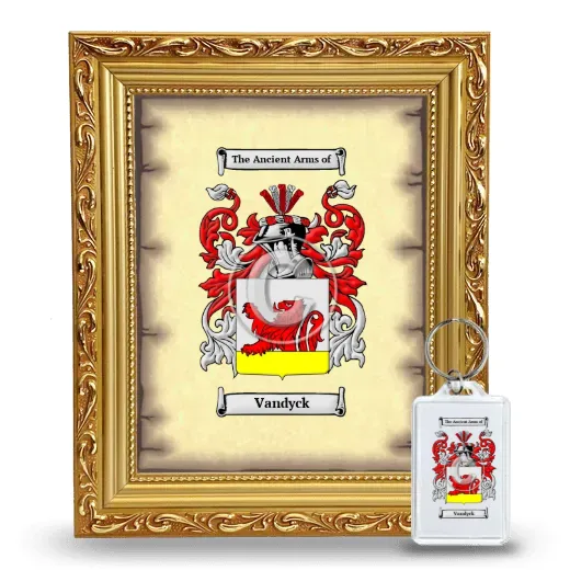 Vandyck Framed Coat of Arms and Keychain - Gold