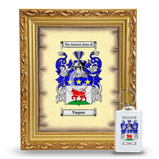 Vaquer Framed Coat of Arms and Keychain - Gold