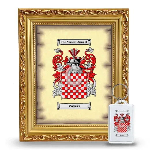 Vayers Framed Coat of Arms and Keychain - Gold