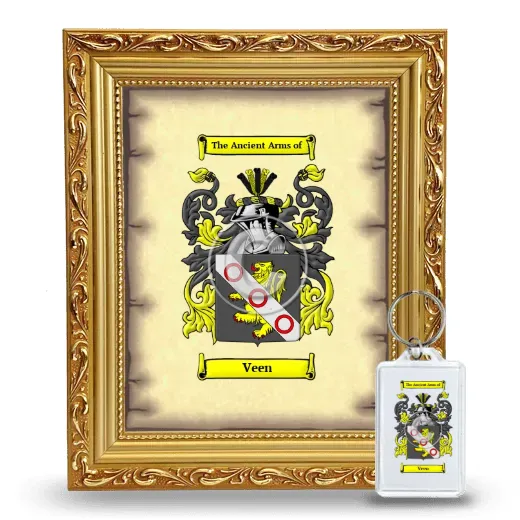 Veen Framed Coat of Arms and Keychain - Gold