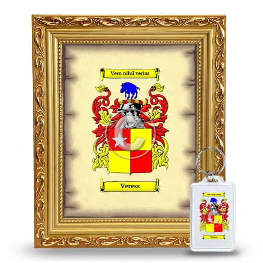Veress Framed Coat of Arms and Keychain - Gold