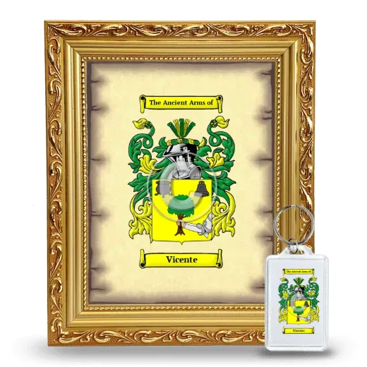 Vicente Framed Coat of Arms and Keychain - Gold