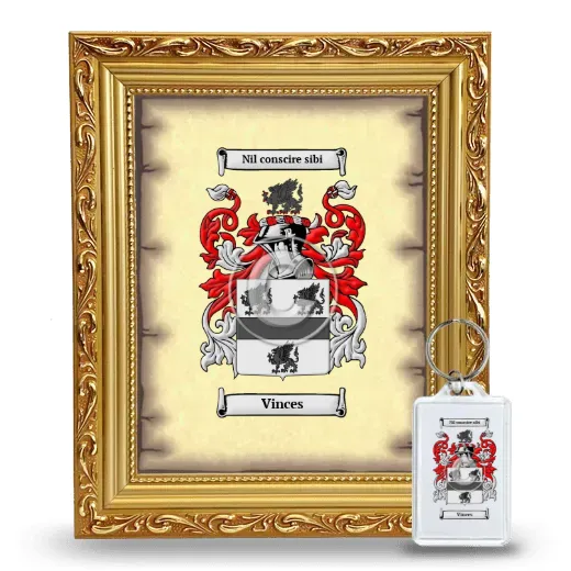 Vinces Framed Coat of Arms and Keychain - Gold