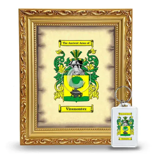 Viramontez Framed Coat of Arms and Keychain - Gold