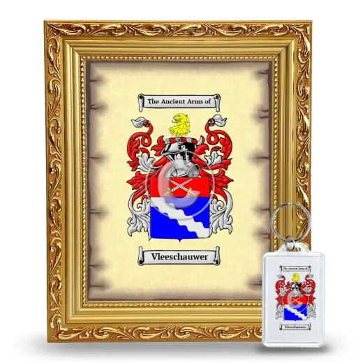 Vleeschauwer Framed Coat of Arms and Keychain - Gold