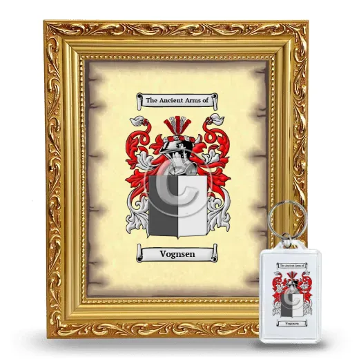 Vognsen Framed Coat of Arms and Keychain - Gold