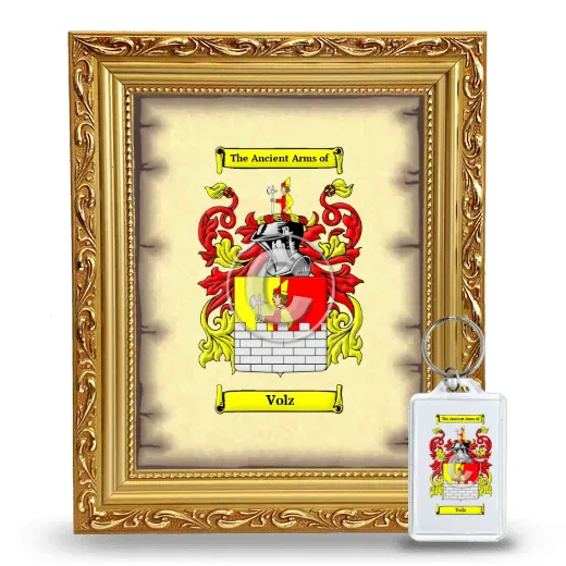 Volz Framed Coat of Arms and Keychain - Gold