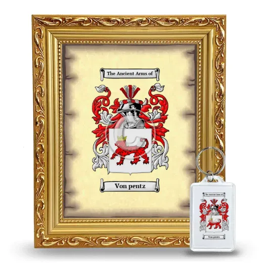 Von pentz Framed Coat of Arms and Keychain - Gold