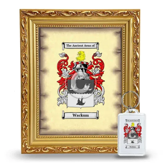 Wackum Framed Coat of Arms and Keychain - Gold