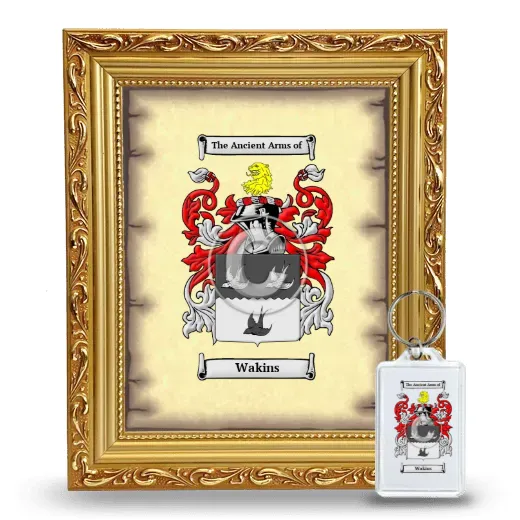 Wakins Framed Coat of Arms and Keychain - Gold