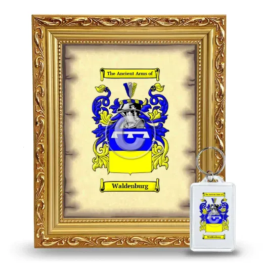 Waldenburg Framed Coat of Arms and Keychain - Gold