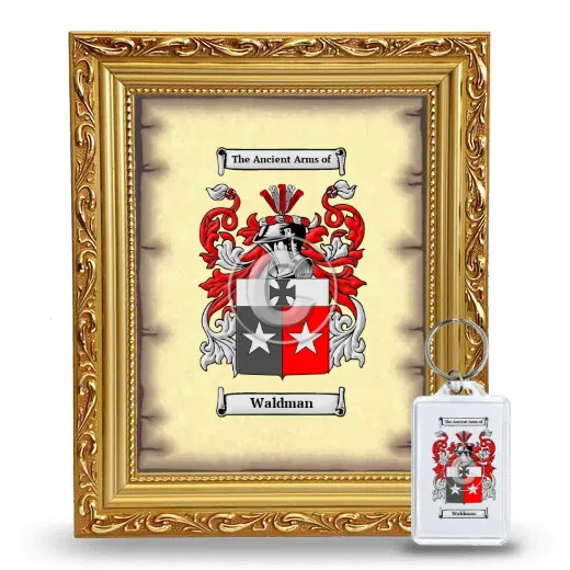 Waldman Framed Coat of Arms and Keychain - Gold