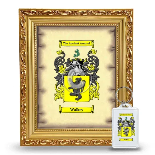 Walkey Framed Coat of Arms and Keychain - Gold
