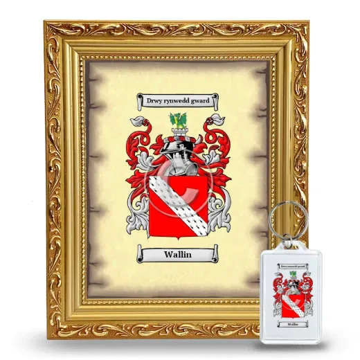 Wallin Framed Coat of Arms and Keychain - Gold