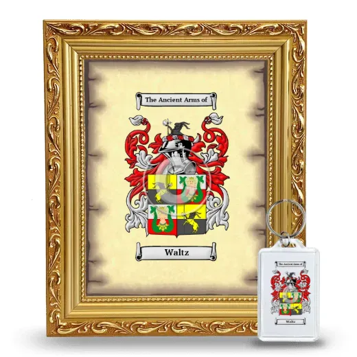 Waltz Framed Coat of Arms and Keychain - Gold