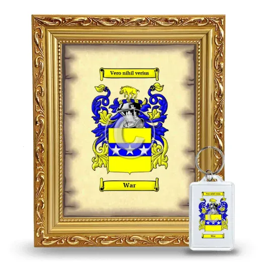 War Framed Coat of Arms and Keychain - Gold