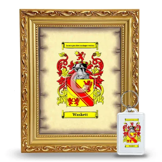 Waskett Framed Coat of Arms and Keychain - Gold