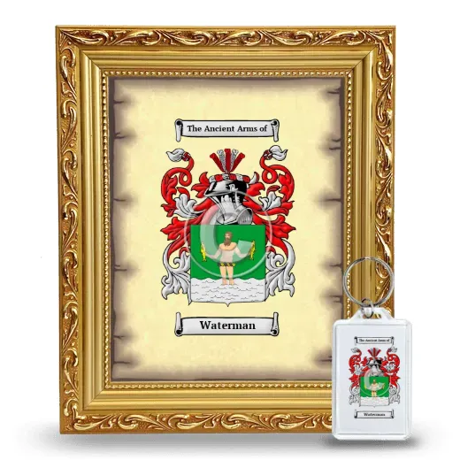 Waterman Framed Coat of Arms and Keychain - Gold