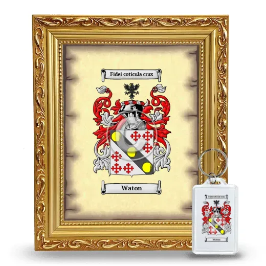 Waton Framed Coat of Arms and Keychain - Gold