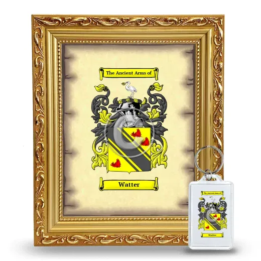 Watter Framed Coat of Arms and Keychain - Gold