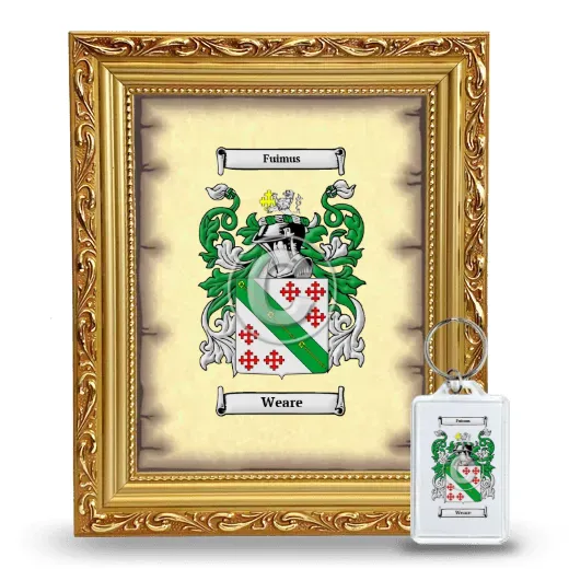 Weare Framed Coat of Arms and Keychain - Gold