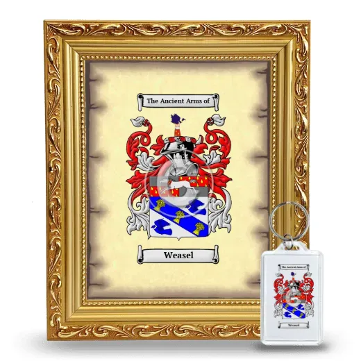 Weasel Framed Coat of Arms and Keychain - Gold