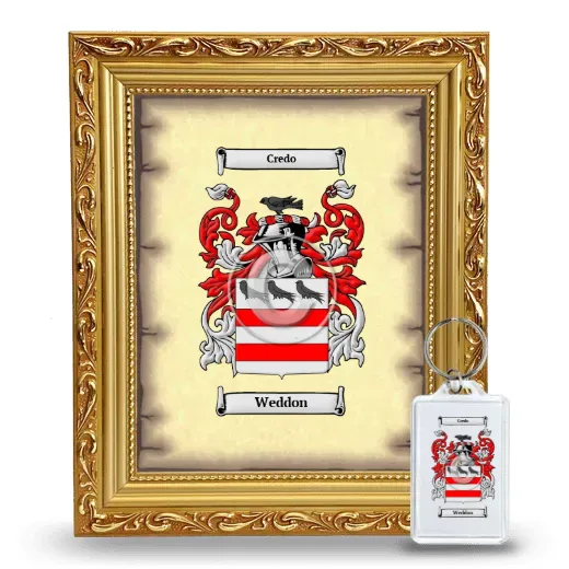 Weddon Framed Coat of Arms and Keychain - Gold