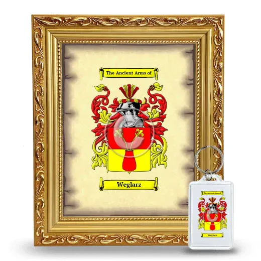 Weglarz Framed Coat of Arms and Keychain - Gold