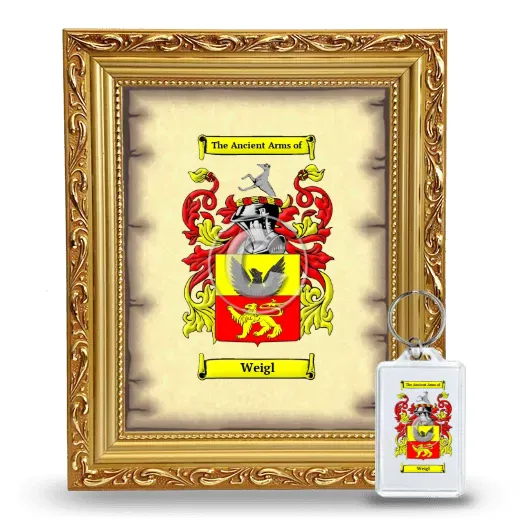 Weigl Framed Coat of Arms and Keychain - Gold