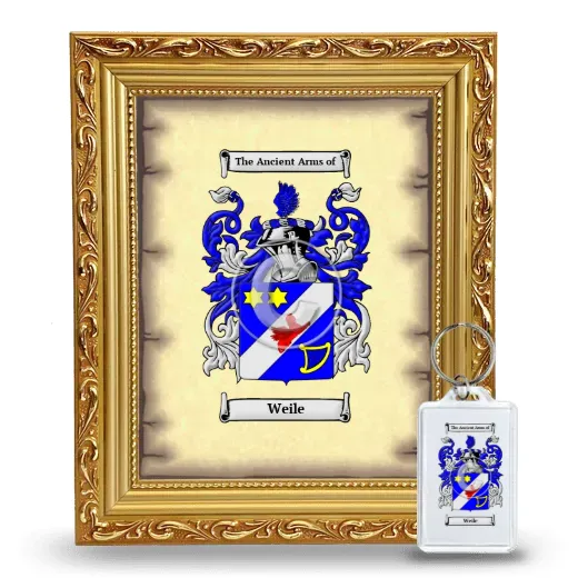 Weile Framed Coat of Arms and Keychain - Gold