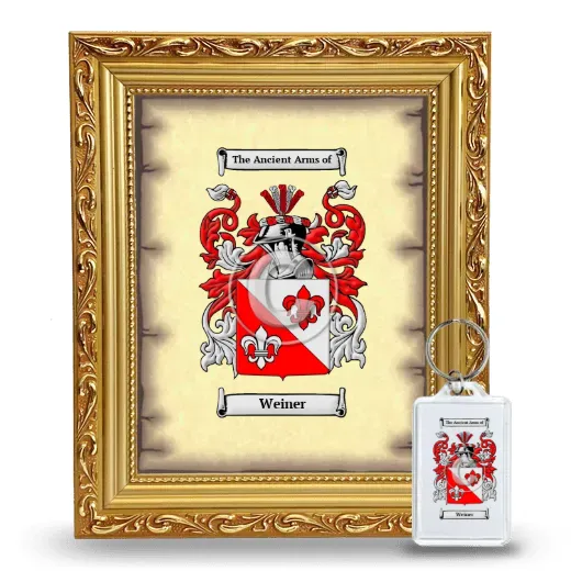 Weiner Framed Coat of Arms and Keychain - Gold