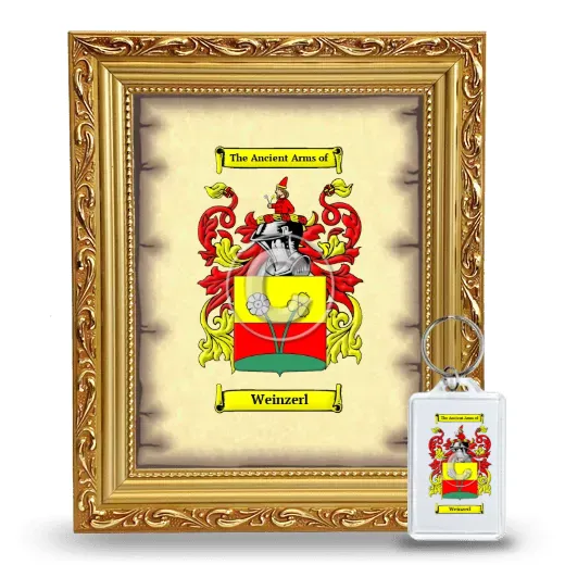 Weinzerl Framed Coat of Arms and Keychain - Gold