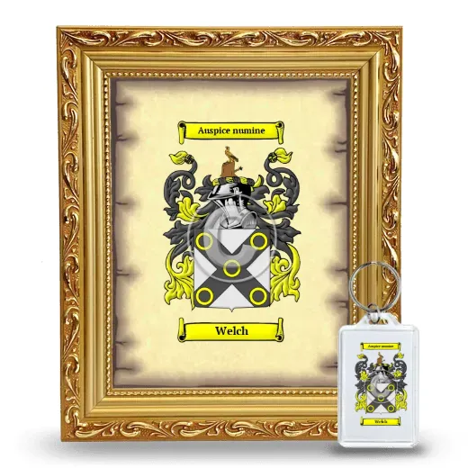 Welch Framed Coat of Arms and Keychain - Gold