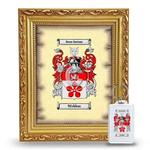 Weldon Framed Coat of Arms and Keychain - Gold
