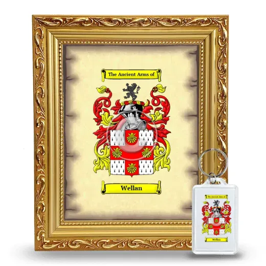 Wellan Framed Coat of Arms and Keychain - Gold