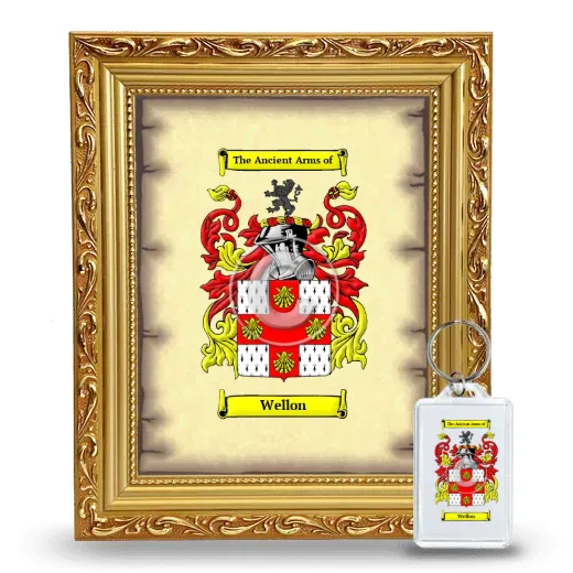 Wellon Framed Coat of Arms and Keychain - Gold
