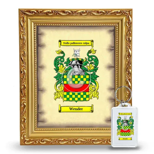Wender Framed Coat of Arms and Keychain - Gold