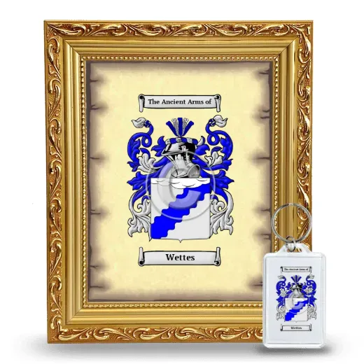 Wettes Framed Coat of Arms and Keychain - Gold