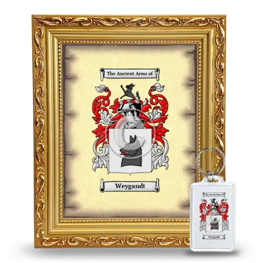 Weygandt Framed Coat of Arms and Keychain - Gold