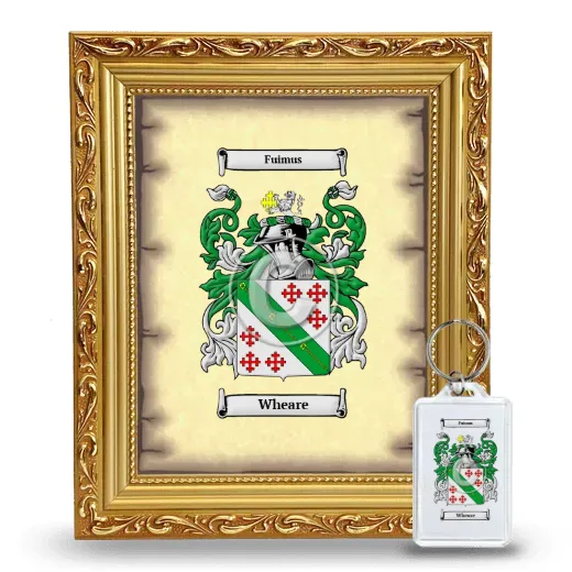 Wheare Framed Coat of Arms and Keychain - Gold