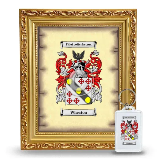 Wheaton Framed Coat of Arms and Keychain - Gold